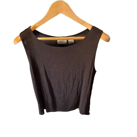 Chicos Black Sleeveless Tank Top Womens Fitted Stretch Basic Size L - Picture 1 of 6